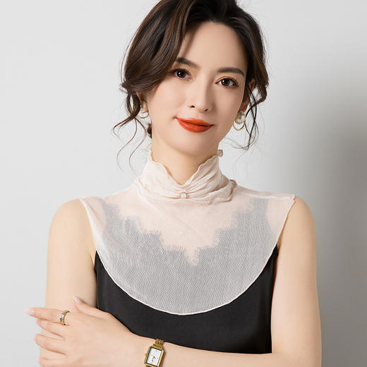 雀说 80克网眼真丝假领子女薄款纯色百搭桑蚕丝防晒领子1019 商品图0
