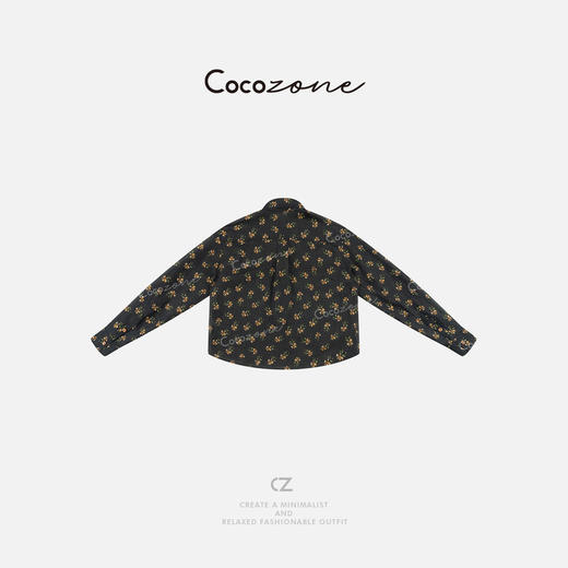 COCO ZONE 刘一一2025新款复古时尚碎花撞色长袖衬衫CD2A0754 商品图1