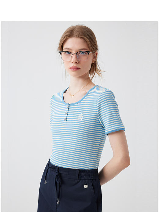 Teenie Weenie小熊卡通条纹T恤女夏季女t恤TTRS252401W 商品图4