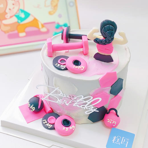 健身小姐姐翻糖杠铃蛋糕 商品图4