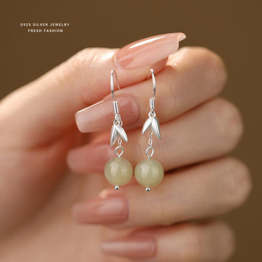 【江畔袅袅】s925纯银流苏和田玉耳饰【YXS-E5215】 商品图1