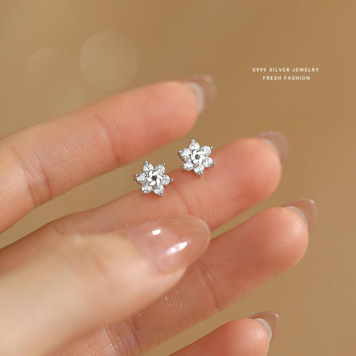 【雪芙】s999纯银雪花花朵耳饰【YXS-E5303】 商品图1