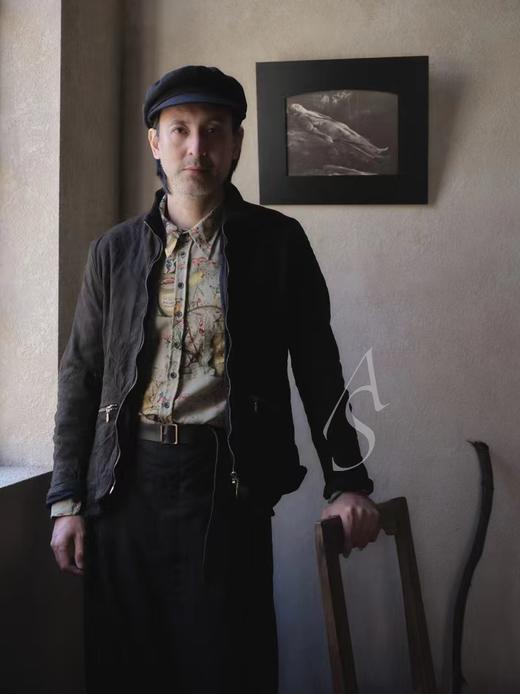 Paul Harnden  男士橄榄绿/黑色羊皮jerkin 商品图1