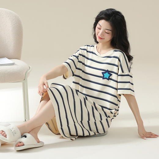 睡裙女夏季纯棉女士性感短袖孕妇春秋款清淡睡衣女款夏天2025新款 商品图2