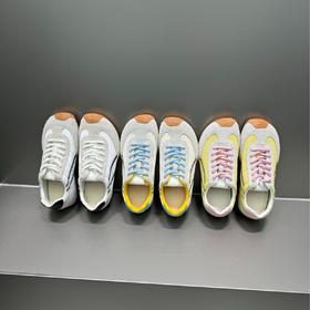 复古真皮芭蕾德训鞋！女款2025春拼色爆款休闲时尚透气小白鞋阿甘板鞋！