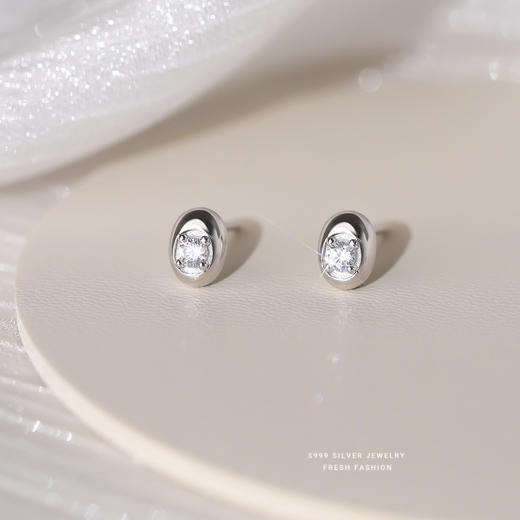 【小银豆】s999纯银闪钻耳饰【YXS-E5329】 商品图0