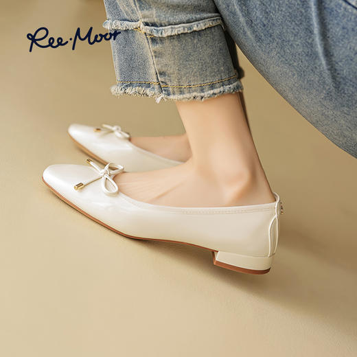 REEMOOR睿慕舒适软底浅口单鞋方头粗跟增高通勤女鞋 商品图6