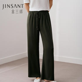 金三塔新品桑蚕丝可外穿直筒宽松阔腿长裤19MM弹力双乔绉 YSFBA901