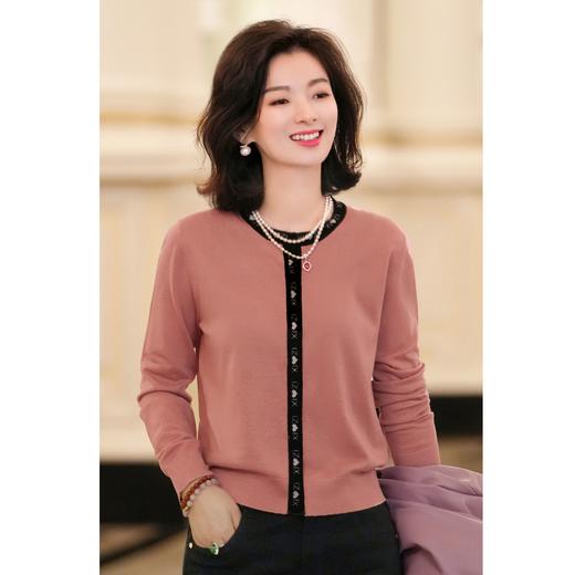 西子/【春糖盒子】精纺羊毛撞色边MIU风针织开衫/MSBH985 商品图1