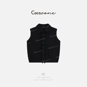 COCO ZONE 刘一一 100绵羊毛春季polo领无袖毛织背心CD2A0013