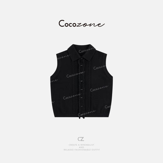 COCO ZONE 刘一一 100绵羊毛春季polo领无袖毛织背心CD2A0013 商品图0