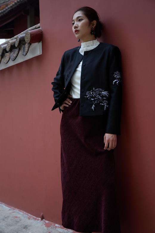 SZ1B53_漆黑色/油紫色_半裙_春秋_高腰 A 字长款百搭_高级女装_BERNIEELEN 伯妮斯茵 商品图2