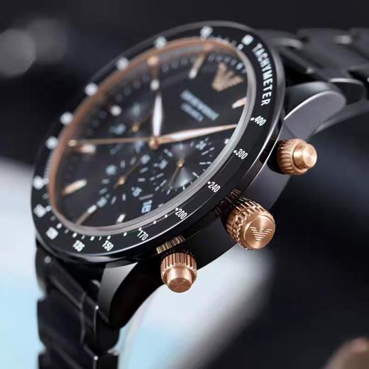 Armani阿玛尼手表黑武士陶瓷表带飞行员防水石英男士腕表AR70002 商品图2