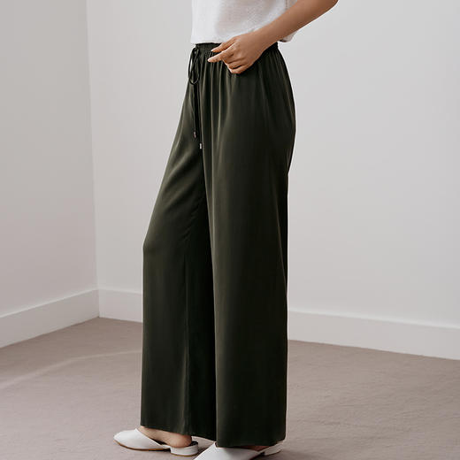 金三塔新品桑蚕丝可外穿直筒宽松阔腿长裤19MM弹力双乔绉 YSFBA901 商品图1
