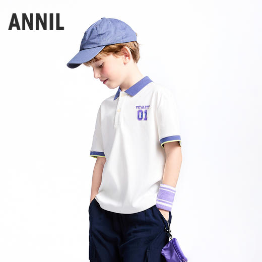 【实体店同款】男童翻领短袖上衣夏季新款安奈儿童装AB521623 商品图1