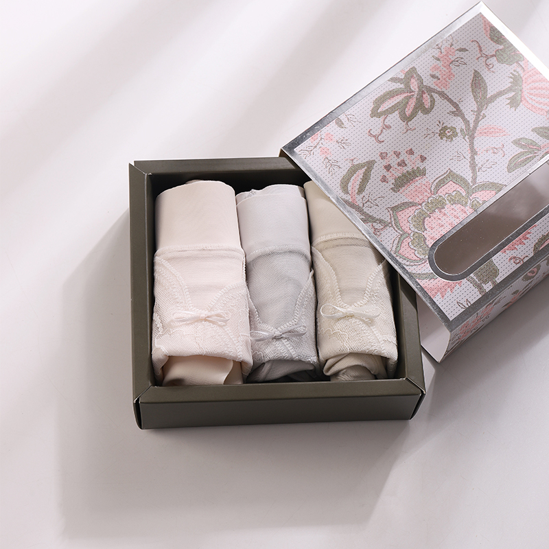 美奈川 精简蕾丝莫代尔蚕丝盒装内裤（3条装）