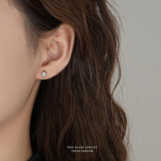 【小银豆】s999纯银闪钻耳饰【YXS-E5329】 商品图2
