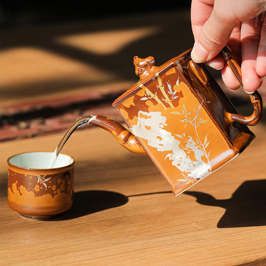 木首釉金银彩系列茶器，银鹤献瑞&潇湘竹影 商品图6