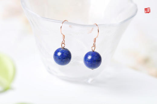 青金石耳坠，925银镶 商品图0