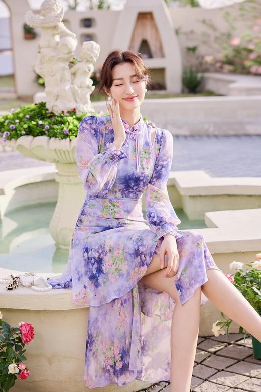 Le Malene 露肩盘扣修身鱼尾连衣裙 19908 商品图4