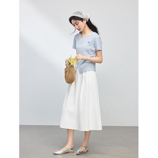 【专属特价】熙世界黑色a字半身裙女中长款通勤教资面试中长裙子2025夏季新款 商品图3