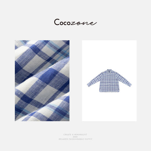 COCO ZONE 刘一一 春季新款格纹撞色单排扣长袖衬衫CD1A0253 商品图2