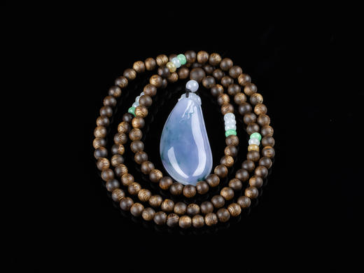 XY0170沉香+翡翠紫罗兰飘色福瓜挂件 商品图3