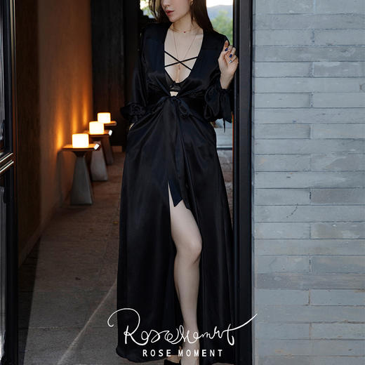 氛围感前开叉自带气质真丝长袍 P240828 商品图3