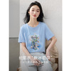 【专属特价】熙世界郁金香猫咪油画印花T恤女短袖休闲风圆领上衣2025夏季新款 商品缩略图1