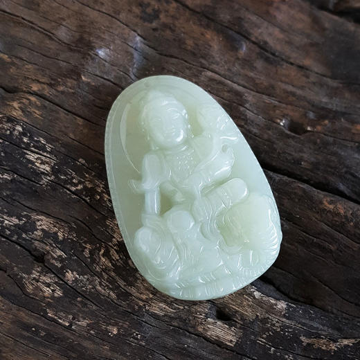 【天然正品】天然细腻无纹裂持莲观音（莲莲如意）和田玉吊坠48*30.4*9.3MM（皆取最大值）中性款现售价：380特价！150325NJM04 商品图8