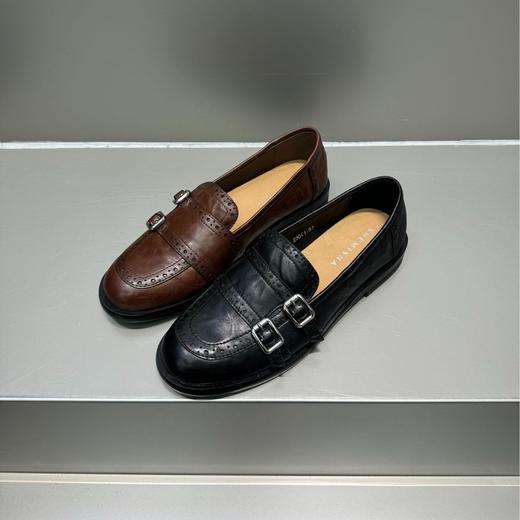 牛皮平底中口雕花乐福鞋！女款2025新款英伦风单鞋皮带扣小皮鞋女鞋！ 商品图2