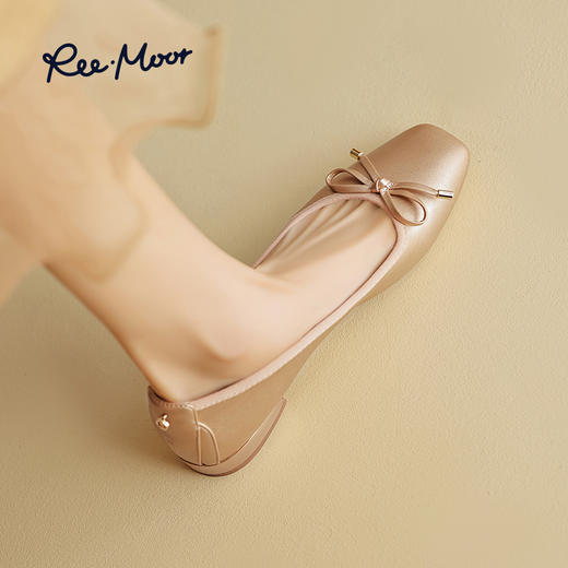 REEMOOR睿慕舒适软底浅口单鞋方头粗跟增高通勤女鞋 商品图4