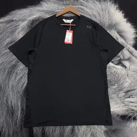 正品 HELLY HANSEN/HH 25夏新男日常休闲运动防晒速干凉感弹力短袖T恤, 黑色 绿色 M-XXL