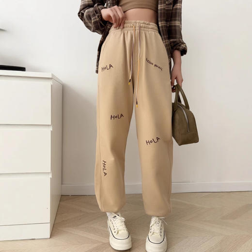 纸袋家春季新款！字母刺绣显瘦休闲裤！纯棉毛圈韩版显瘦抽绳！ 商品图2
