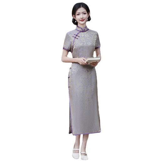 HQ-JYJ-176桑蚕丝2025春夏女旗袍中国风日常年轻款修身复古新中式真丝旗袍裙 商品图4