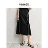 VIMAGE纬漫纪珍珠褶皱时尚百搭高腰显瘦A字半身裙2025夏季新款V2306916 商品缩略图0