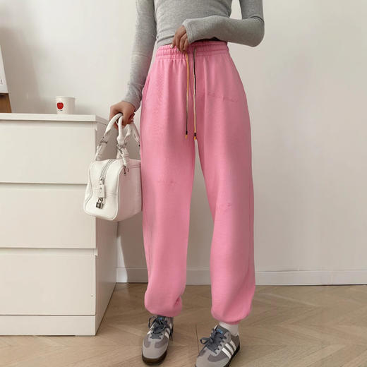 纸袋家春季新款！字母刺绣显瘦休闲裤！纯棉毛圈韩版显瘦抽绳！ 商品图3