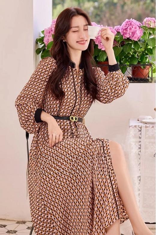 Le Malene V领几何印花单排扣连衣裙 19877 商品图3