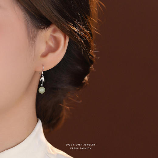 【江畔袅袅】s925纯银流苏和田玉耳饰【YXS-E5215】 商品图2