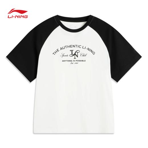 李宁运动潮流系列女子吸湿排汗舒适干爽宽松短袖文化衫AHSV194 商品图2