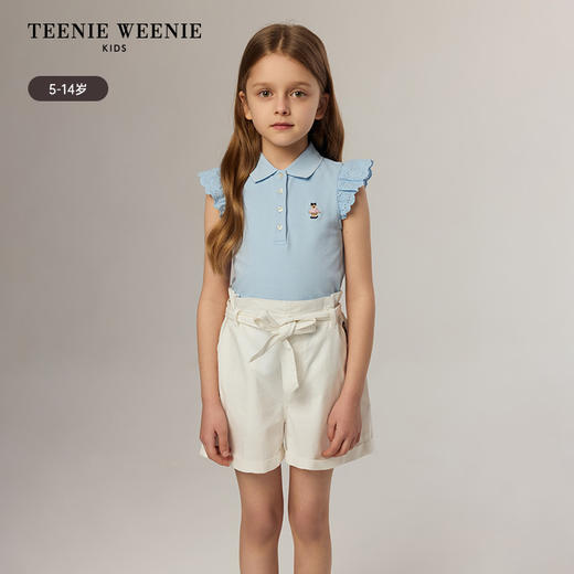 TeenieWeenie Kids小熊童装春夏女童可爱蕾丝飞袖Polo衫TKHA256345N 商品图3
