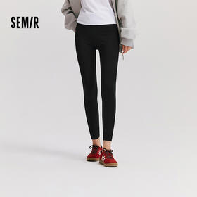 森马休闲裤女加绒九分鲨鱼裤高弹冬季新款黑色修身小脚裤百搭