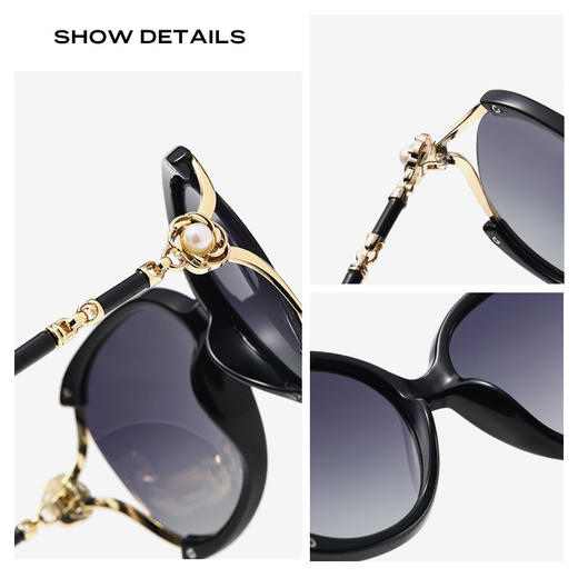 雀说 太阳镜女士珍珠装饰时尚墨镜防紫外线眼镜2560 商品图3