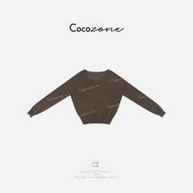 COCO ZONE 刘一一 棉莱赛尔混纺极简风V领长袖针织衫ACD2A0366