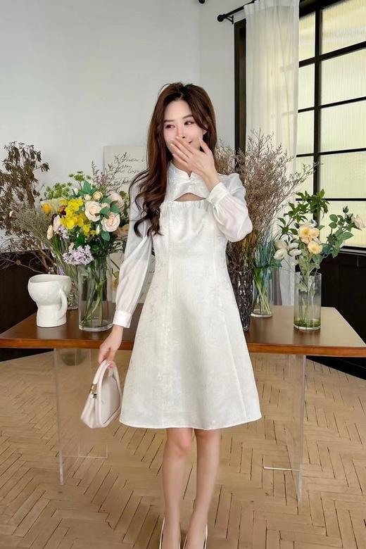 Le Malene 白色新中式流苏镂空连衣裙 19837 商品图1