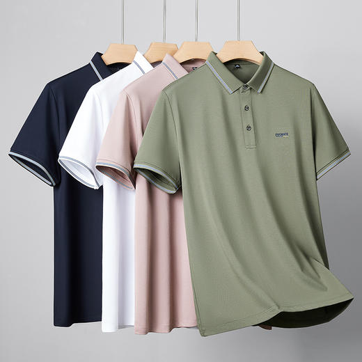【DKP】大依优型大码Polo衫弹力翻领T恤轻奢休闲纯色短袖男宽松T恤上衣胖子 商品图2