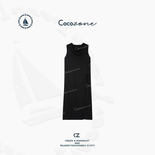 COCO ZONE 刘一一 春季纯色设计感拼接女显瘦连衣裙ACD2A0275 商品图0