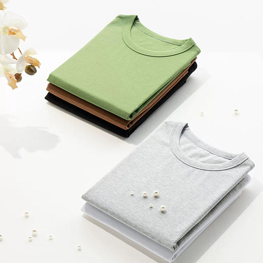 优选丨馥迦 珍珠supima棉简约圆领T 商品图3