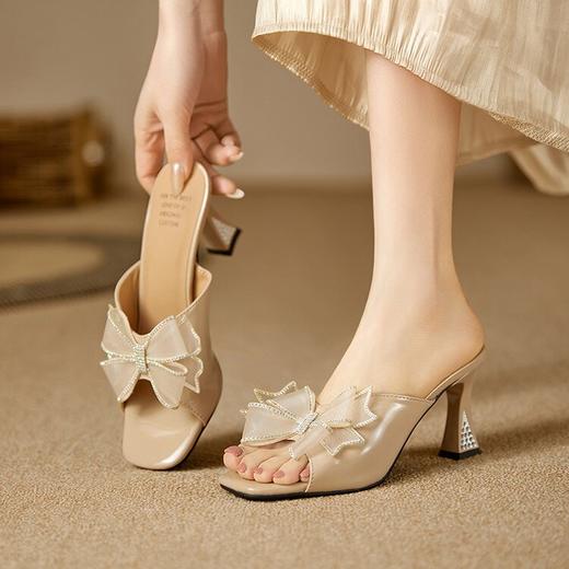 【预售5天】凉拖鞋外穿夏季新款蝴蝶结透明高跟鞋水晶气质粗跟凉鞋女鞋DS&1377-9 商品图0