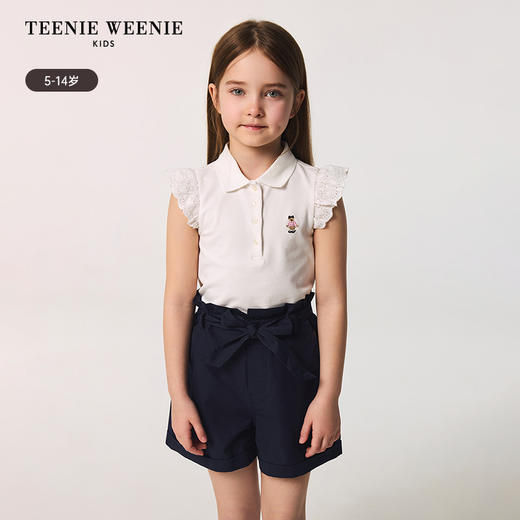 TeenieWeenie Kids小熊童装春夏女童可爱蕾丝飞袖Polo衫TKHA256345N 商品图8
